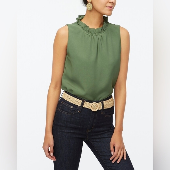 J. Crew Factory Ruffleneck Top Sleeveless Black WOMEN'S medium Style AY481 - Picture 8 of 9